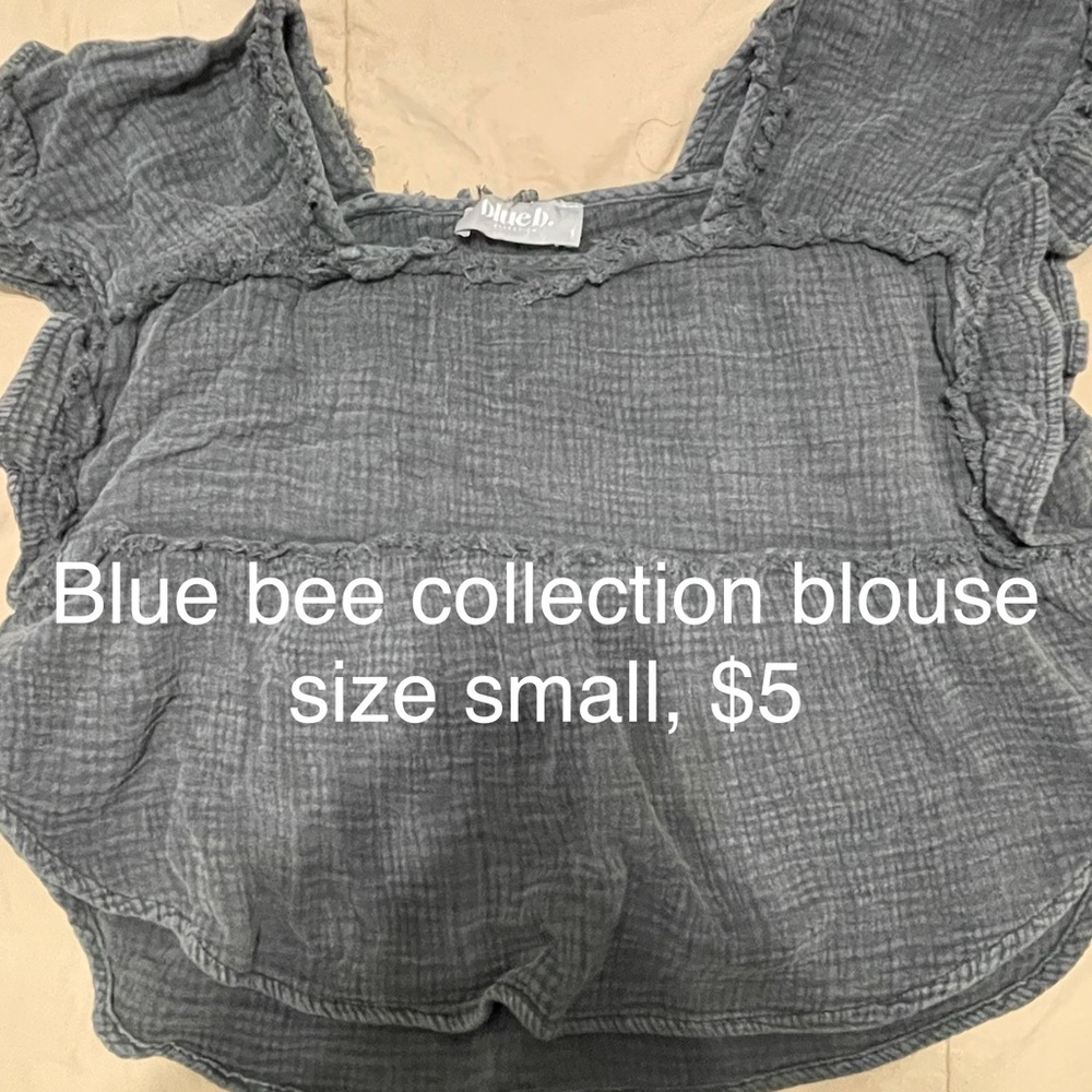 Blue Bee Collection Ruffled Gray Blouse